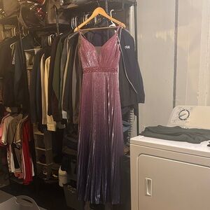 Sparkle Ombre Pleated Maxi Dress in Mauve-Purple